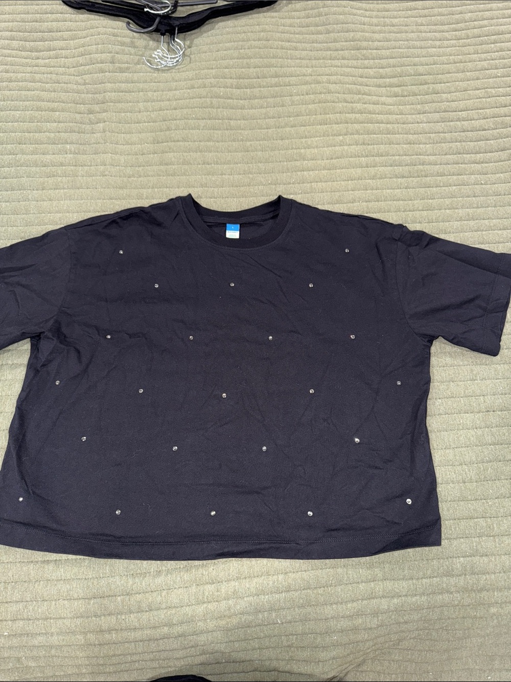 Black Crop with Rhinestone Accents